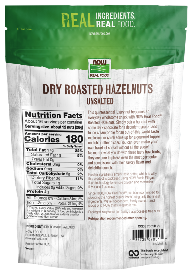 Roasted Unsalted Hazelnuts 16 oz