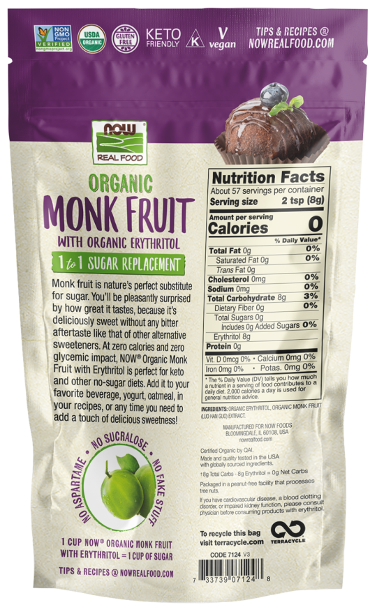 Org Monk Fruit W/Erythritol Powder 1 lb