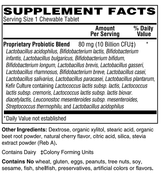 Adult Probiotic 10 Billion CFU 30 Chewable Tablets