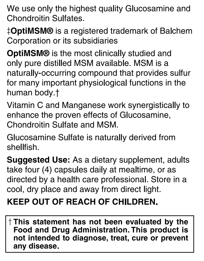 Glucosamine Sulfate, Chondroitin & MSM 240 Caps