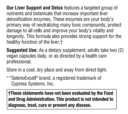 Liver Support & Detox (w NAC & Milk Thistle) 60 Vegan Caps