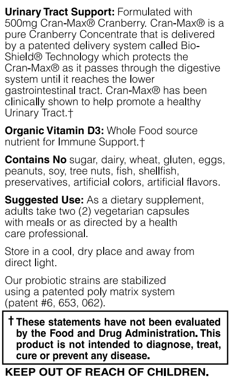 Urinary Formula 50 Billion Probiotic 60 VCaps