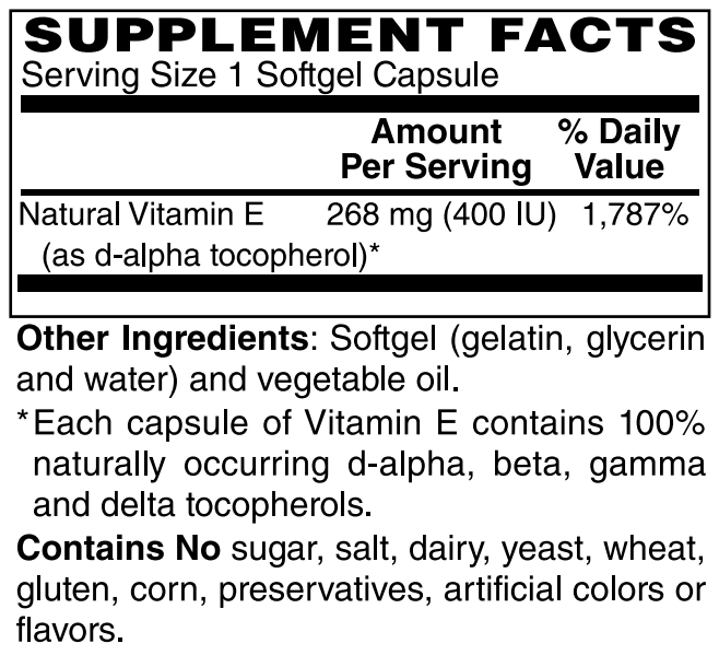 Natural Vitamin E 400 100Softgels