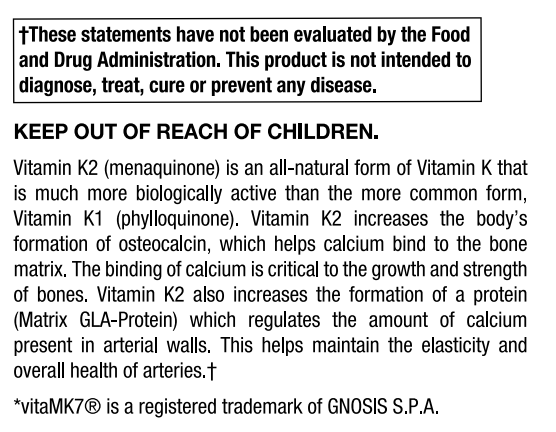 Vitamin K2 MK7 120 mcg 60 VCaps