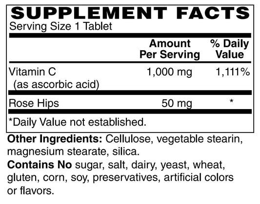 Vitamin C 1000mg Sustained Release with Rose Hips 250 Vegetarian Tablets