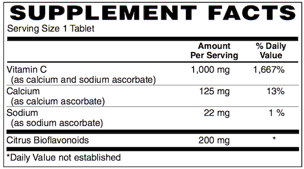 Buffered Vitamin C 1000mg with 250 vegetarian tabs