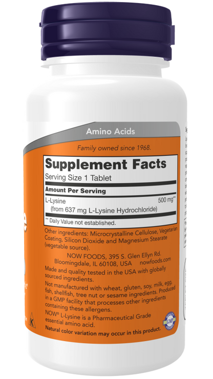L Lysine 500 mg  100 Veg Tabs