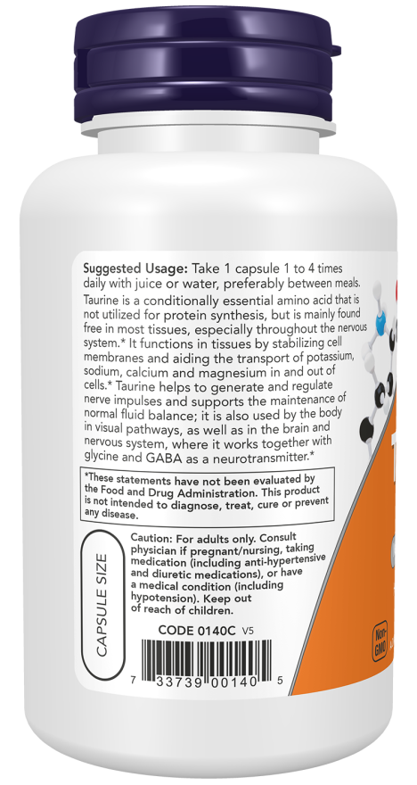 Taurine 500 mg  100 Caps