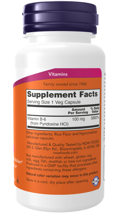 Vitamin B6 100 mg 100 Veg Caps