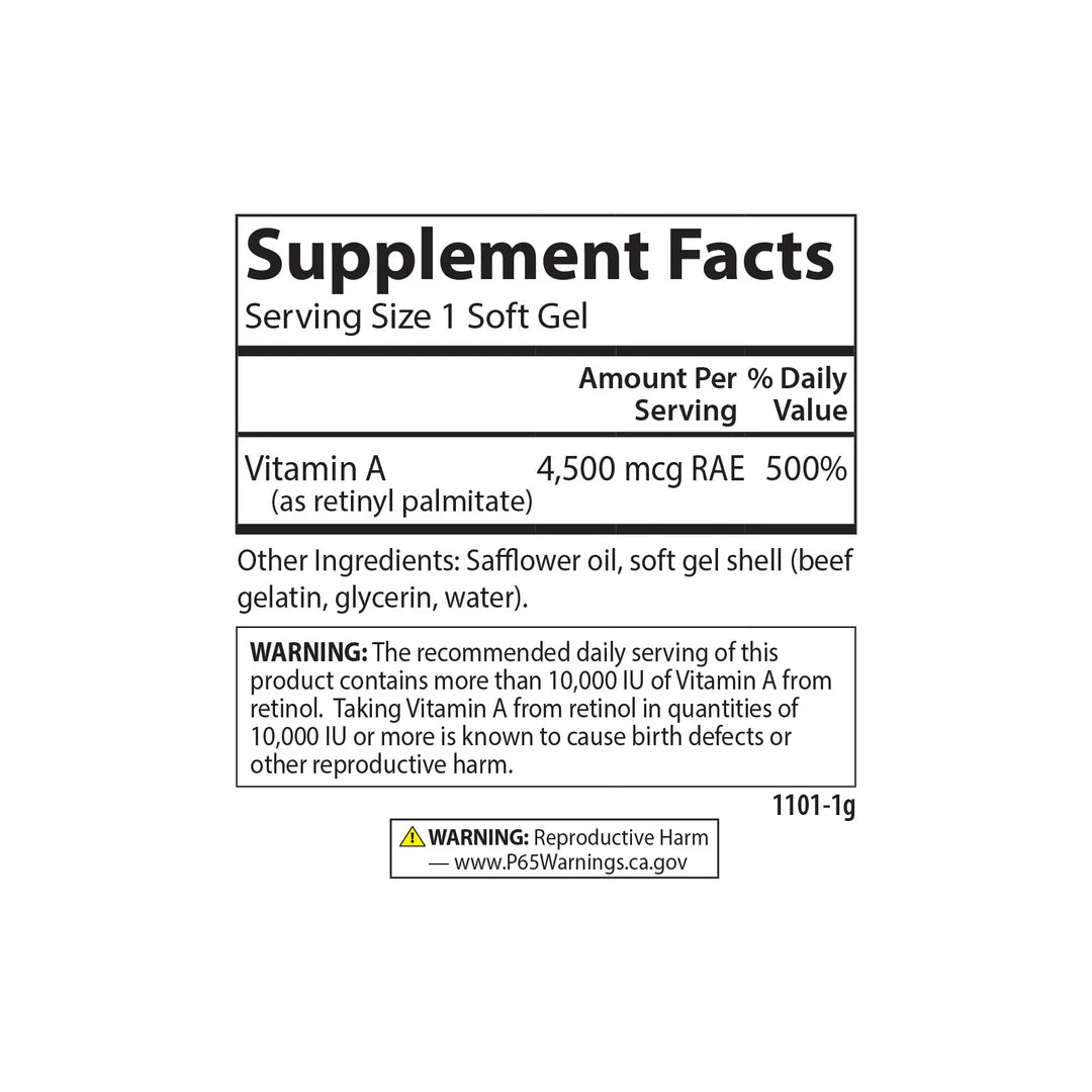Vitamin A Palmitate 15000IU  120 Softgels