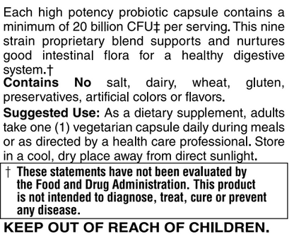 20 Billion Probiotic 60 VCaps