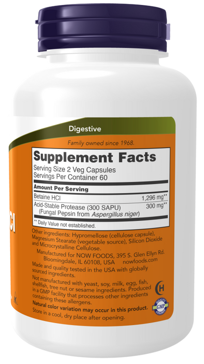 Betaine HCL 648mg  120 Veg Caps