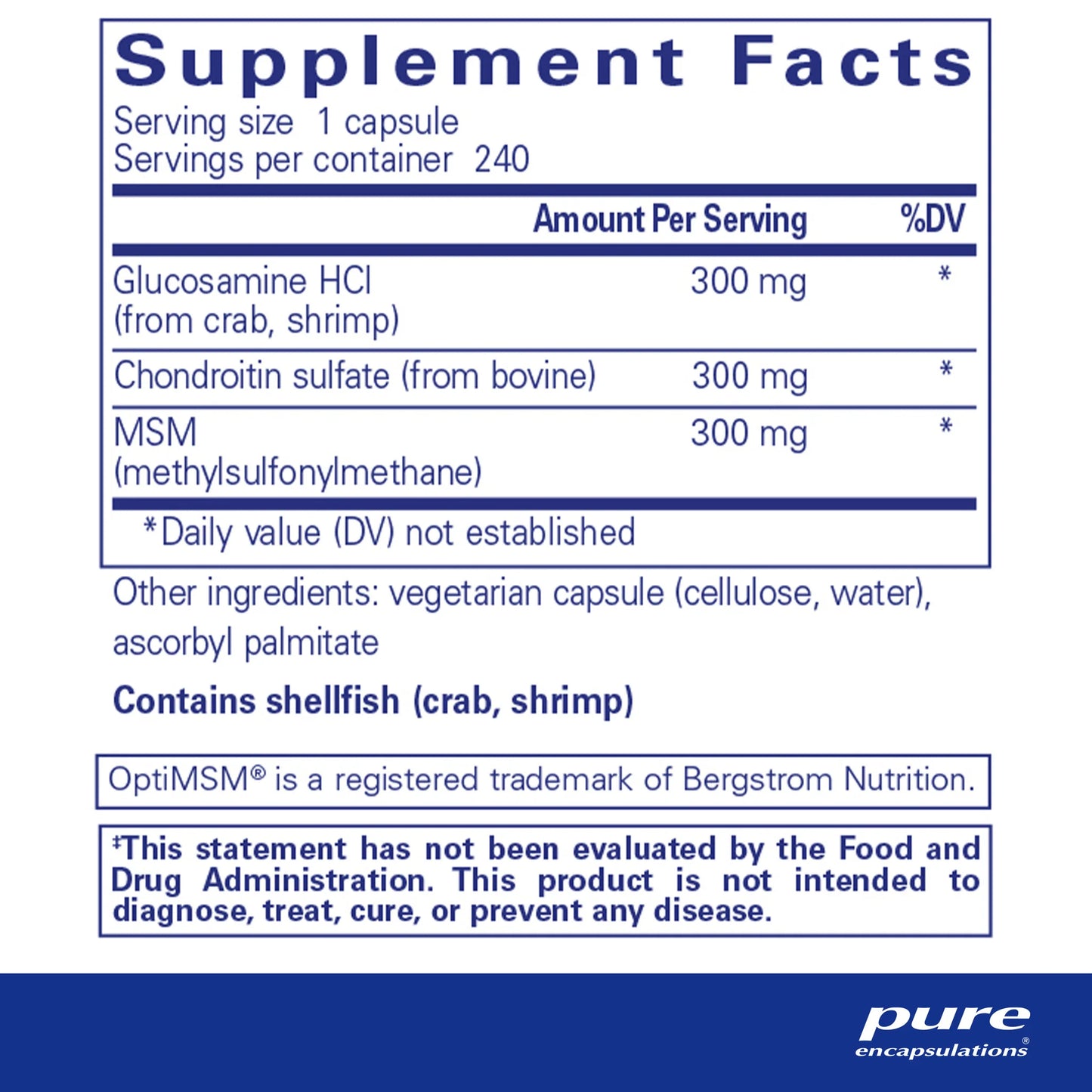 Glucosamine Chondroitin W MSM   240 Caps