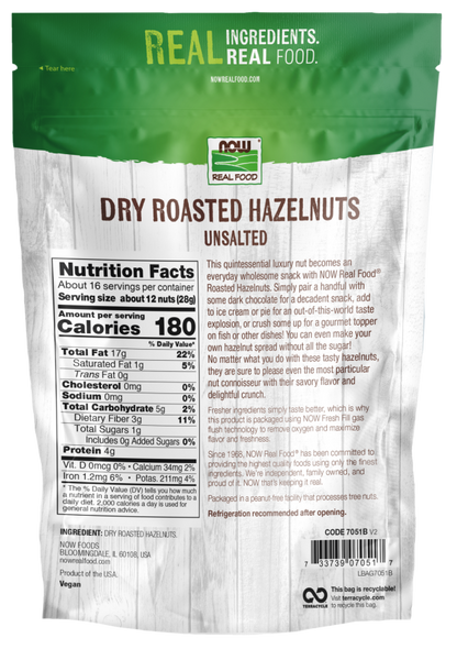 Roasted Unsalted Hazelnuts  16 oz