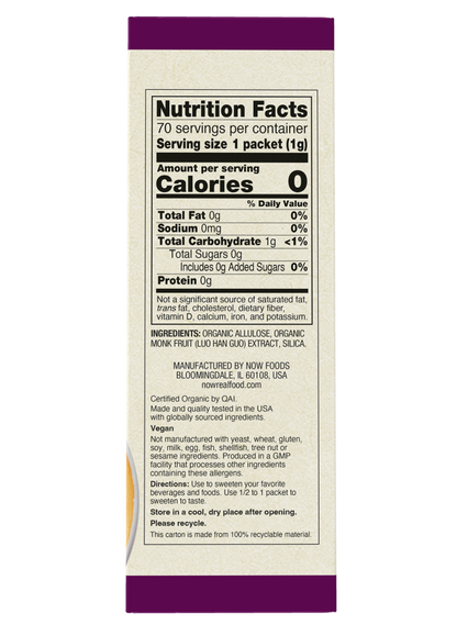 Organic Monk Fruit Keto Friendly   70 packets
