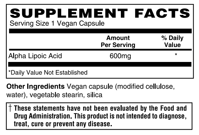 Alpha Lipoic Acid 600mg 120 VCaps