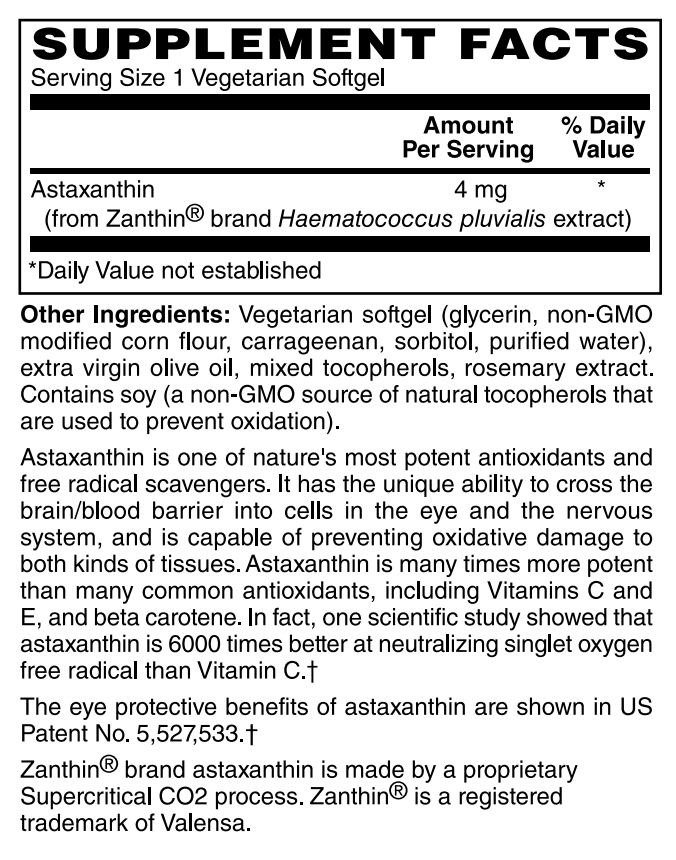 Astaxanthin 4mg 60 VSoftgels
