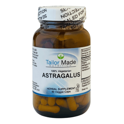 Bottle of Tailor Made Nutrition Astragalus supplement on a white background