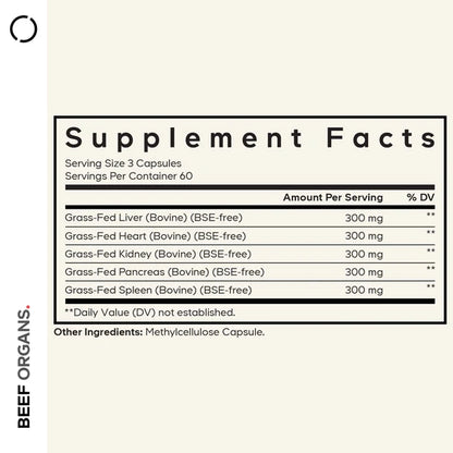 Grass Fed Beef Organs Freeze Dried Raw