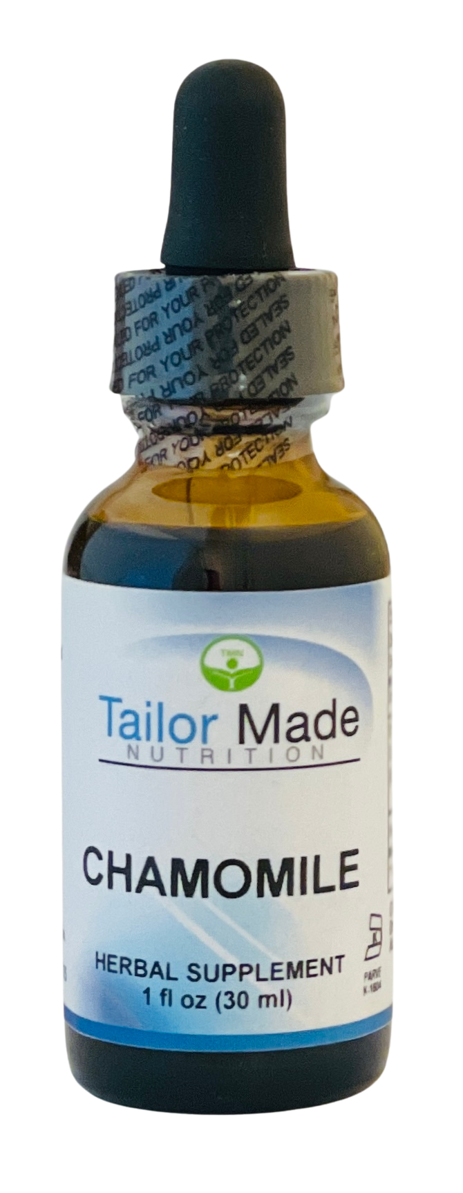 Bottle of Tailor Made Nutrition Chamomile herbal supplement on a white background