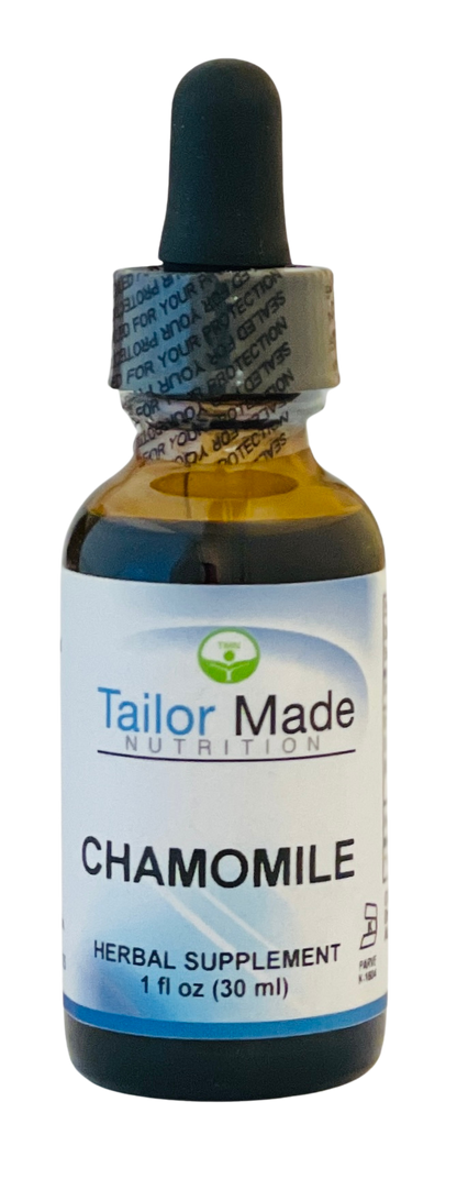 Bottle of Tailor Made Nutrition Chamomile herbal supplement on a white background