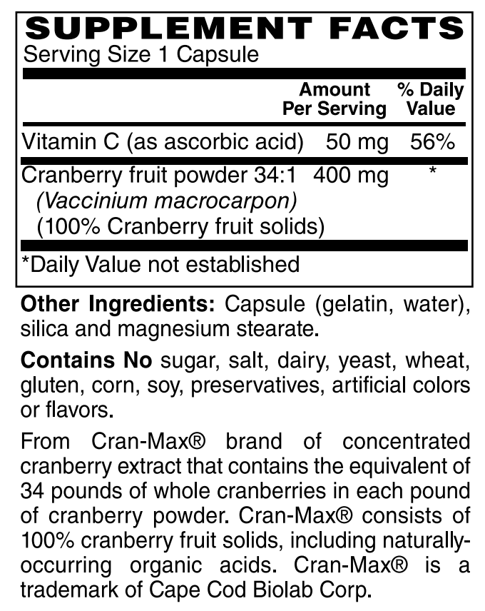 Cranberry Concentrate 400 mg 60 Caps