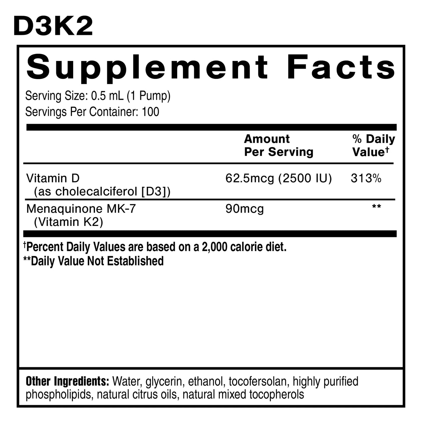 Nanoemulsified D 3 K 2  1.7 fl oz