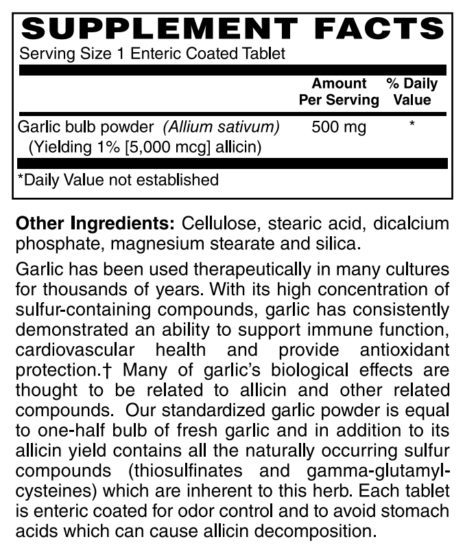 Garlic 500mg 60 Tabs