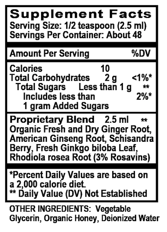 Ginger Zinger Energy Syrup 4 oz