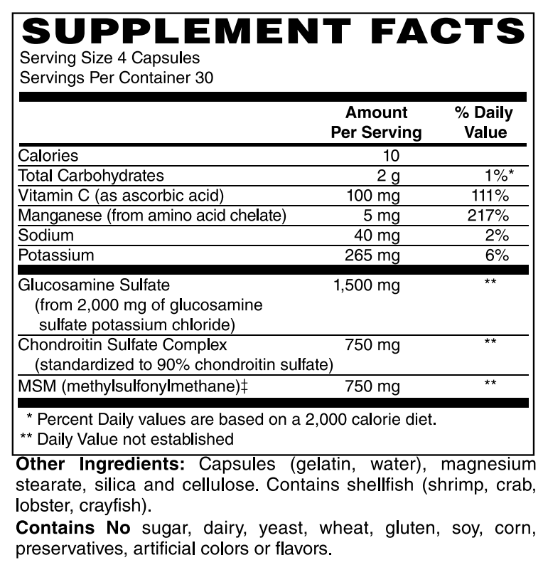 Glucosamine Sulfate, Chondroitin & MSM 120 Caps