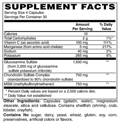 Glucosamine Sulfate, Chondroitin & MSM 120 Caps