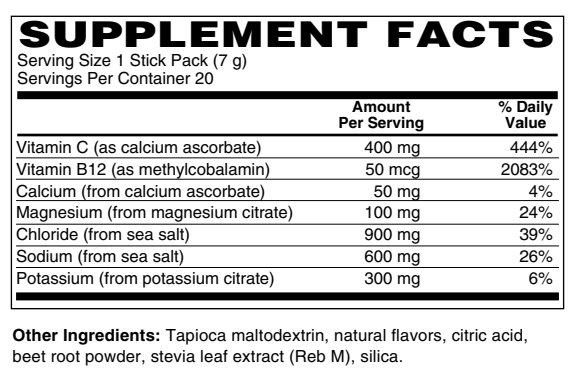 Hydrate Fast Acting Electrolyte Drink Mix