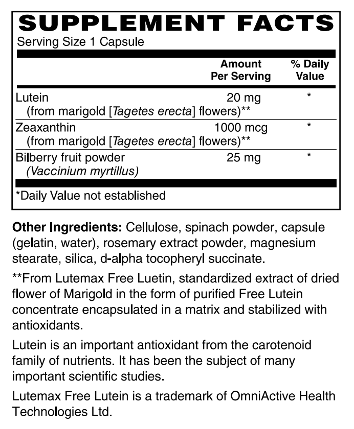 Lutein Plus 20mg 30 Caps