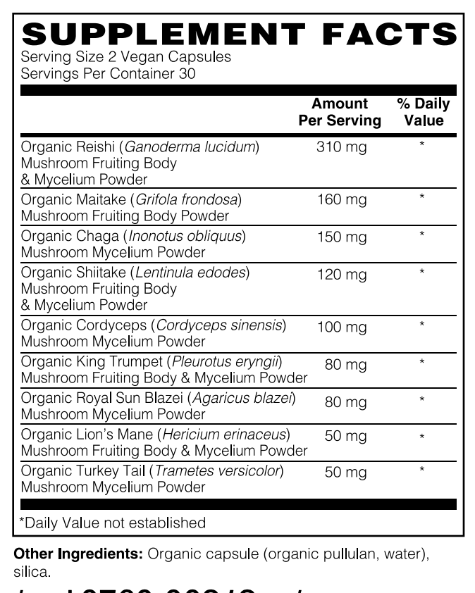 Mushroom Immune Support Organic 60 Vegan Caps