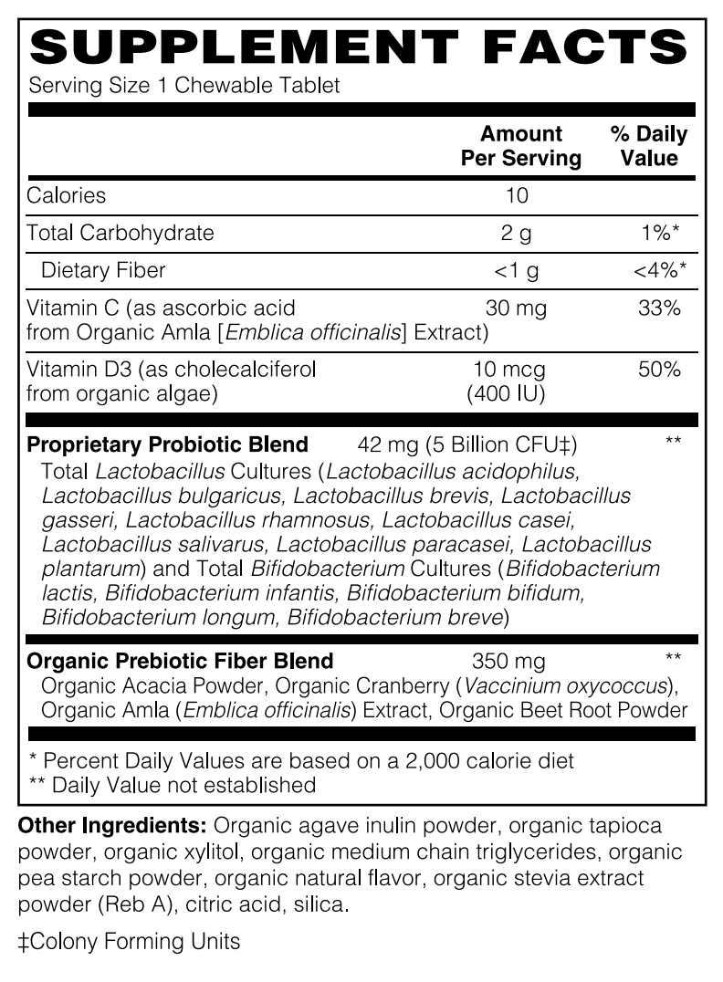 Organic Kids Comfort 5 Billion Probiotic Plus Vitamin C and D – Strawberry Banana