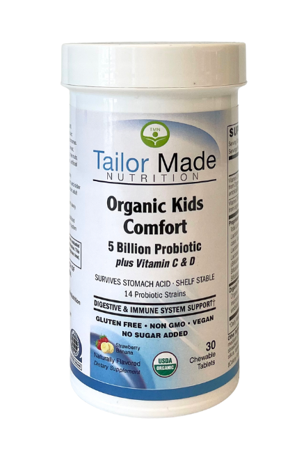 Organic Kids Comfort 5 Billion Probiotic Plus Vitamin C and D – Strawberry Banana