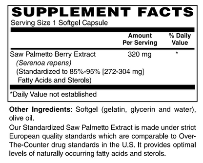 Saw Palmetto Berry Extract 320mg 60 Softgels