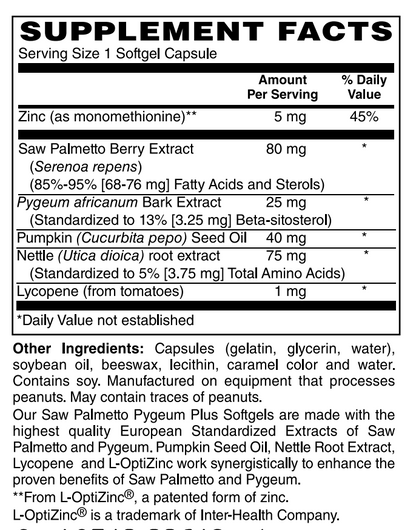 Saw Palmetto Pygeum Plus 60 Softgels