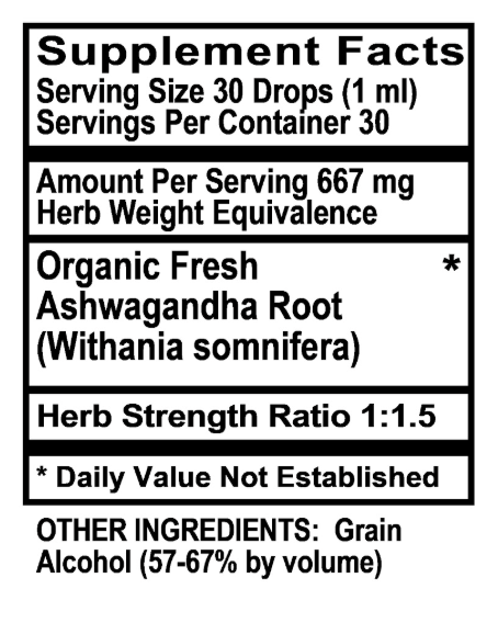 Ashwagandha Root (1:1.5) Liquid Extract 1 fl oz
