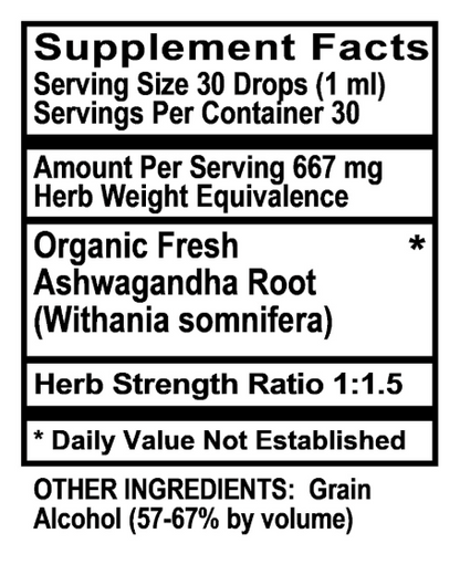 Ashwagandha Root (1:1.5) Liquid Extract 1 fl oz