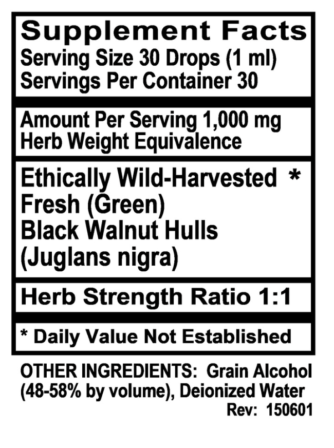 Black Walnut Hulls (Green) Liquid Extract 1 fl oz