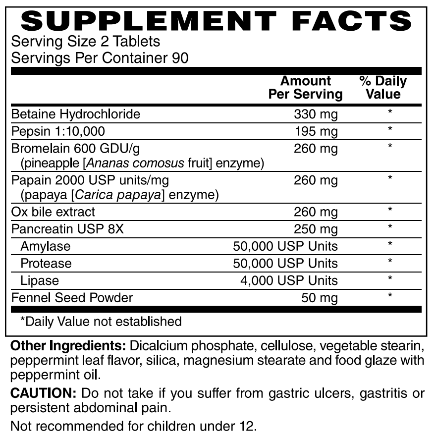 Superzymes Digestive Enzymes 180 Tablets