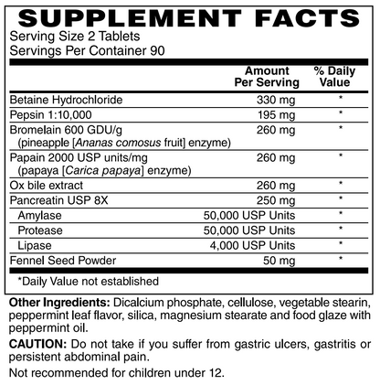 Superzymes Digestive Enzymes 180 Tablets