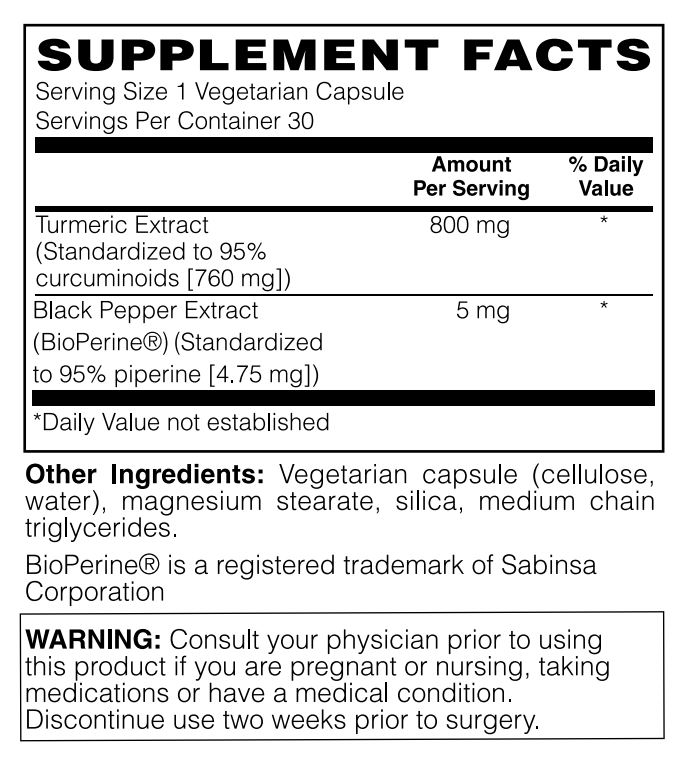 Turmeric 800 mg w/BioPerine (Extra Strength) 30 VCaps