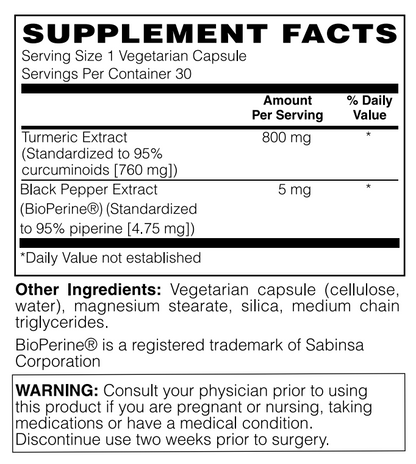 Turmeric 800 mg w/BioPerine (Extra Strength) 30 VCaps