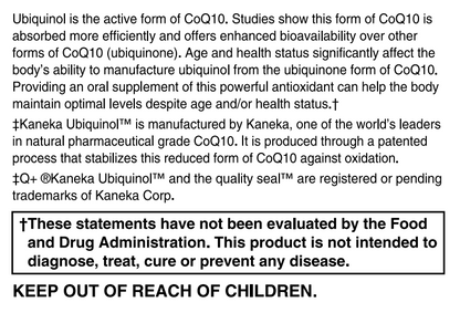 Ubiqinol CoQH 200mg 60 Softgels