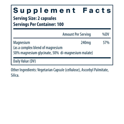 Magnesium Glycinate/ Malate  100 Vegan Caps