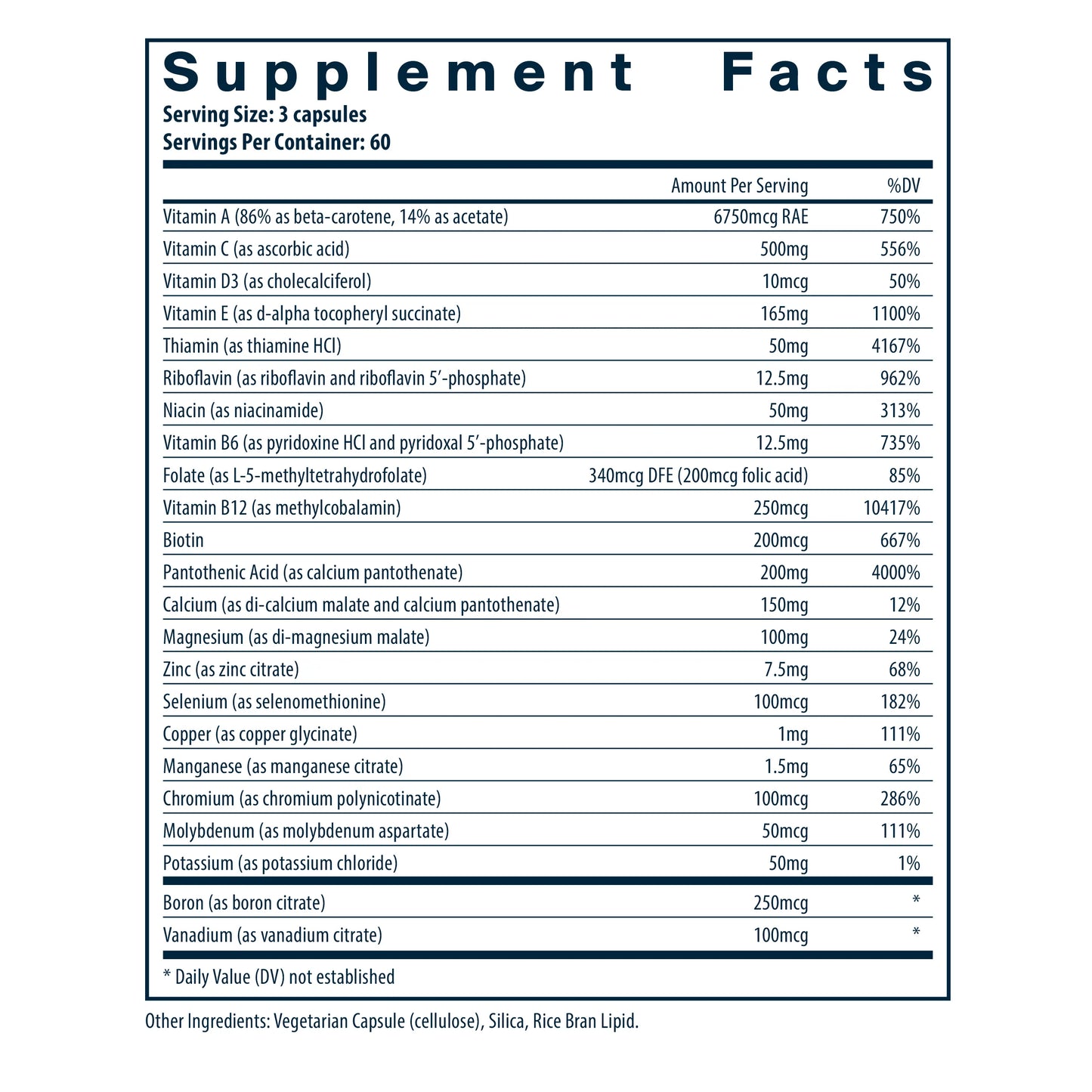 Multi Nutrients No Iron or Iodine  180 VCaps