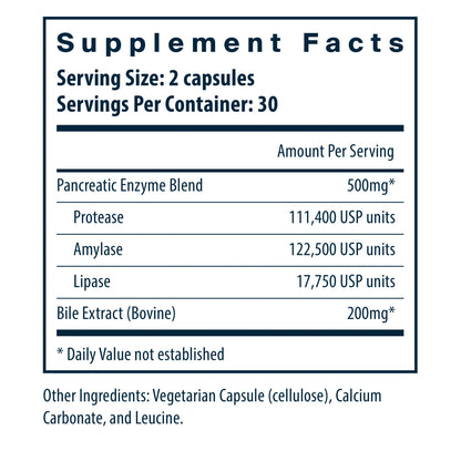 Pancreatin+ Ox Bile Extract   60 Caps