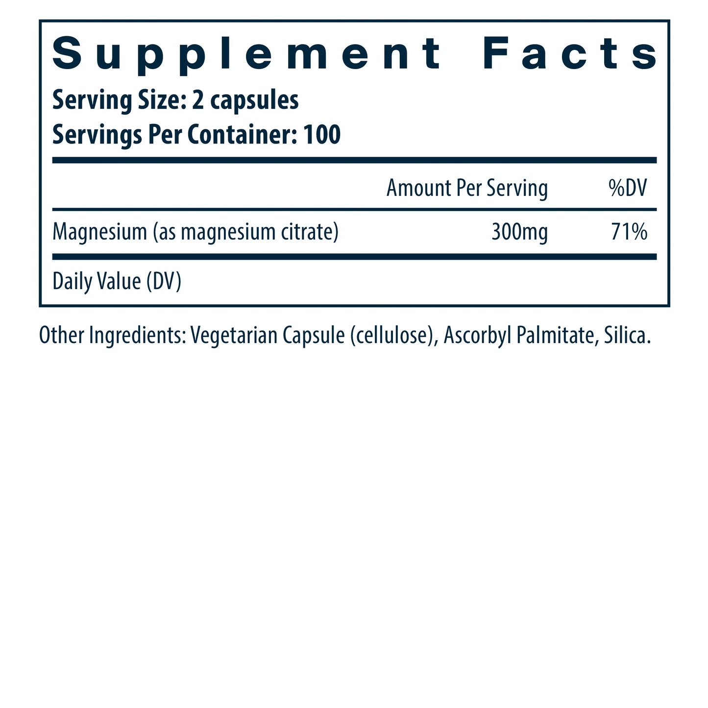 Magnesium Citrate  100 Vegan Caps
